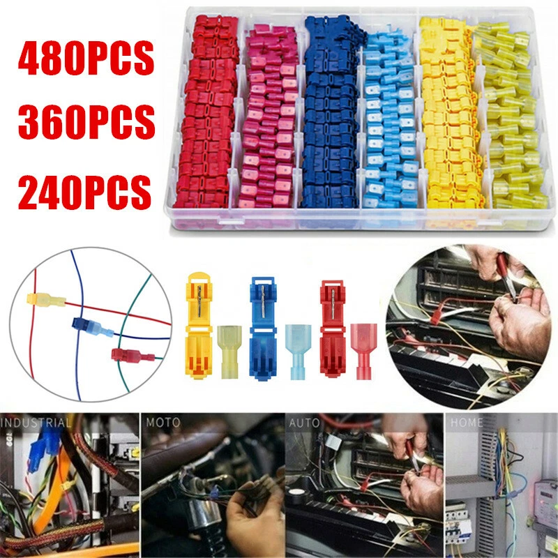 480pcs Quick Splice Lock Wire Terminals Connectors Electrical Crimp Cable Snap - Image 1 of 4
