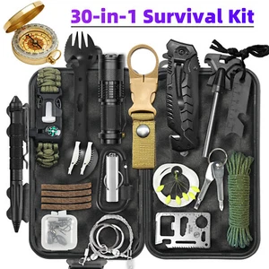 30 in 1 Outdoor Emergency Survival Gear Kit Camping Hiking Tactical Multi Tools - Picture 1 of 34