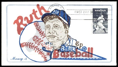 1983 Babe Ruth FDC- Yankees Baseball MAURY Cachet - Image 1 of 2