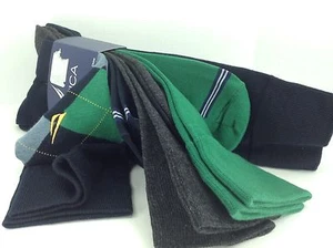 Men's NAUTICA Brand Green Blue ARGYLE 78% COTTON Dress Socks - 4 Pack - $36 MSRP - Picture 1 of 7