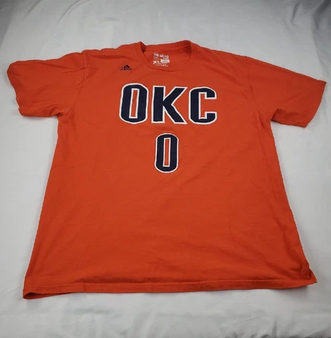Russell Westbrook Oklahoma City T-shirt Adidas XL Number 0 Orange Cover