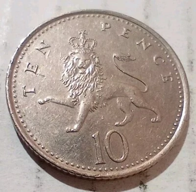 Ten Pence 1992 UK GB Coin Elizabeth II Lion 10 Penny - Image 1 of 2