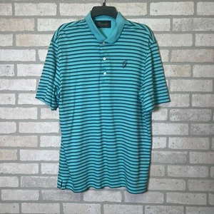 Greenbrier Collection Greg Norman Polo Golf Shirt Herren XL blau gestreift kurz Slv - Bild 1 von 12