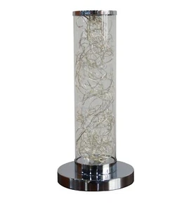 13" Silver Metal Column LED Rope Table Lamp With Clear - Picture 1 of 8