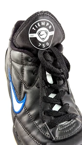 Zapatos de fútbol de interior NIKE Tiempo 750 para hombre de cuero negro talla EE. UU. 8 EU 41 Usado en excelente estado * - Imagen 1 de 12