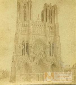 France Reims Cathedral Old Half-Stereo Photo Valecke 1865 - Picture 1 of 3
