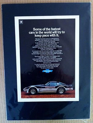 *READY to DISPLAY*1978 Chevrolet Corvette Indy Pace GM*Original *car ad print Foto 1 de 3