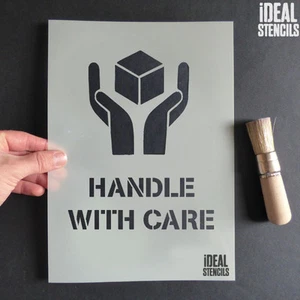 Handle With Care Wiederverwendbar Schablone Sprühfarbe Verpackung Boxen Warnung - Bild 1 von 2