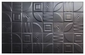 25 PCS/Box Black Antique Tiles 3D Bathroom Kitchen Dining Room Home Deco - Picture 1 of 4