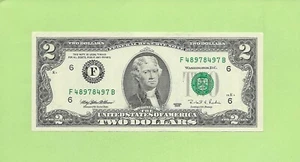 1995 ..UNCIRC $2 F 4897 8497 B .... 1995 $2 F-B BONITO BILLETE FRANCO - Imagen 1 de 2