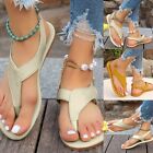 Womens Sparkly Sandals New Summer Fashion Summer Ladies Flat Roman Shoes