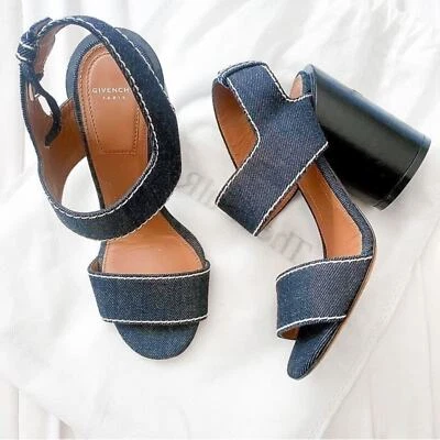 РЕДКИЕ джинсовые синие сандалии Givenchy на блочных каблуках | размер 36 - Изображение 1 из 4
