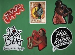 BLUES, JaZz, SOUL, Rhythm & Blues STICKERS RnB, R&B, Funk ROCK pop DISCO gospel - Picture 1 of 19