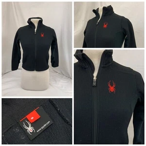 Spyder Fleece Jacket Sz 8 Kids Black Poly Full Zip Sewn Logo YGI R1-28 - Picture 1 of 10