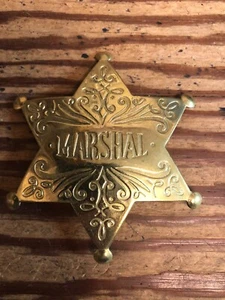 Badge: brass, engraved, "MARSHAL" Lawman, Police, Old West - Picture 1 of 1