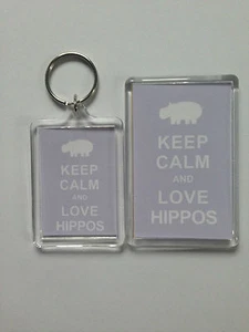 Keep Calm And Love Hippos Keyring or Fridge Magnet = ideal gift idea - Picture 1 of 5