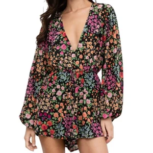 Yumi Kim Kingston Garden Floral Naomi Romper V-Neck Long Sleeve Sz Medium NWT - Picture 1 of 8