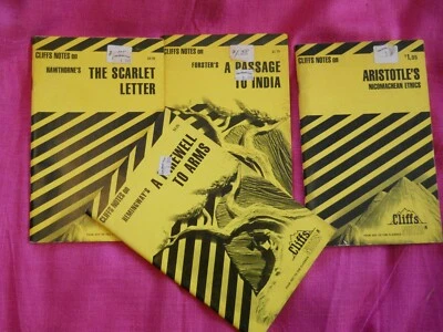 CLIFFS NOTES Lot of 4 Hawthorne Scarlet Letter; Forster; Hemingway; Aristotle  - Image 1 of 2