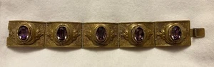 Atemberaubendes viktorianisches Armreif Armband goldgefüllt Faux Amethyst Schiebeverschluss - Bild 1 von 22