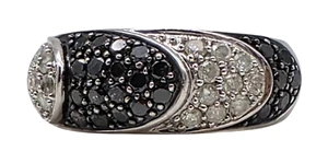 VINTAGE Solid 10k White Gold / Black & White Diamonds Ladies Ring Size 6.75 - Picture 1 of 6