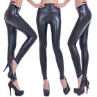 Womens Comfortable High Waist Stretch Leggings Faux Leather Slim Pants
