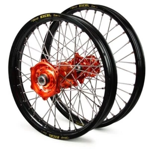 KTM 350 SX-F 2023-2024 21/19 Wheel Set Black Excel Rims Orange Talon Hubs - Picture 1 of 3