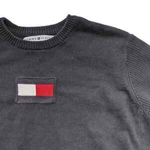 Vintage Y2K Tommy Hilfiger Sweater XL Flag Patch Women's Navy Blue Pullover