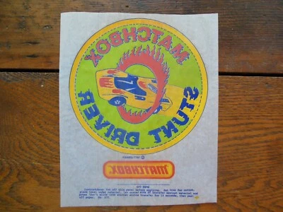 Rare Original 1977 Matchbox Lesney " Stunt Driver " Iron On T Shirt Decal - Image 1 of 4