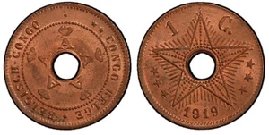 1919 CONGO BELGA 1 centesimo MS64 PCGS ROSSO - Foto 1 di 1