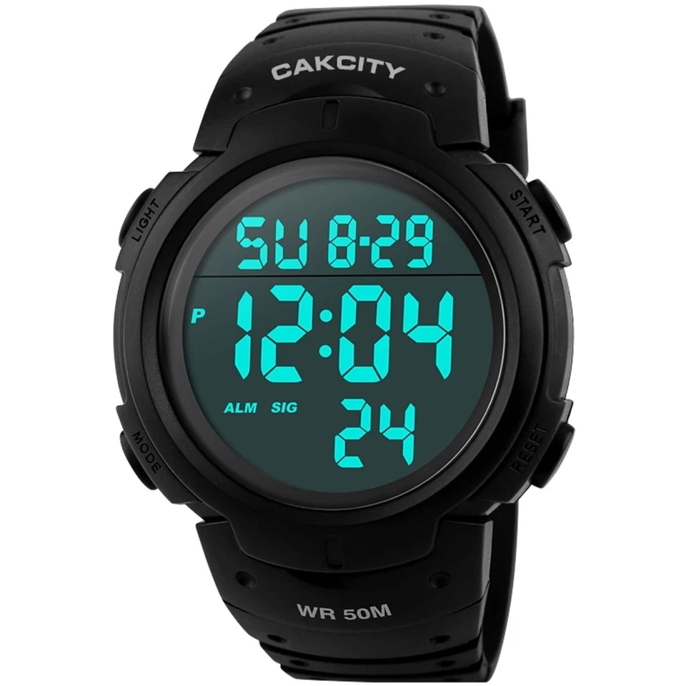 CakCity Mens Digital Sports Watch LED Screen Large Face Military Watches for ...
