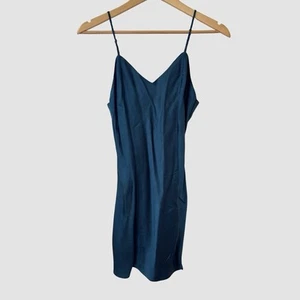 Victoria Secret Teal Silk Spaghetti Strap Pajama Mini Slip On Dress S - Picture 1 of 4
