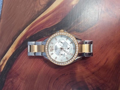 Fossil Wrist Watch ES-2787 Crystal Bezel Two-Tone St. Steel - Image 1 of 4