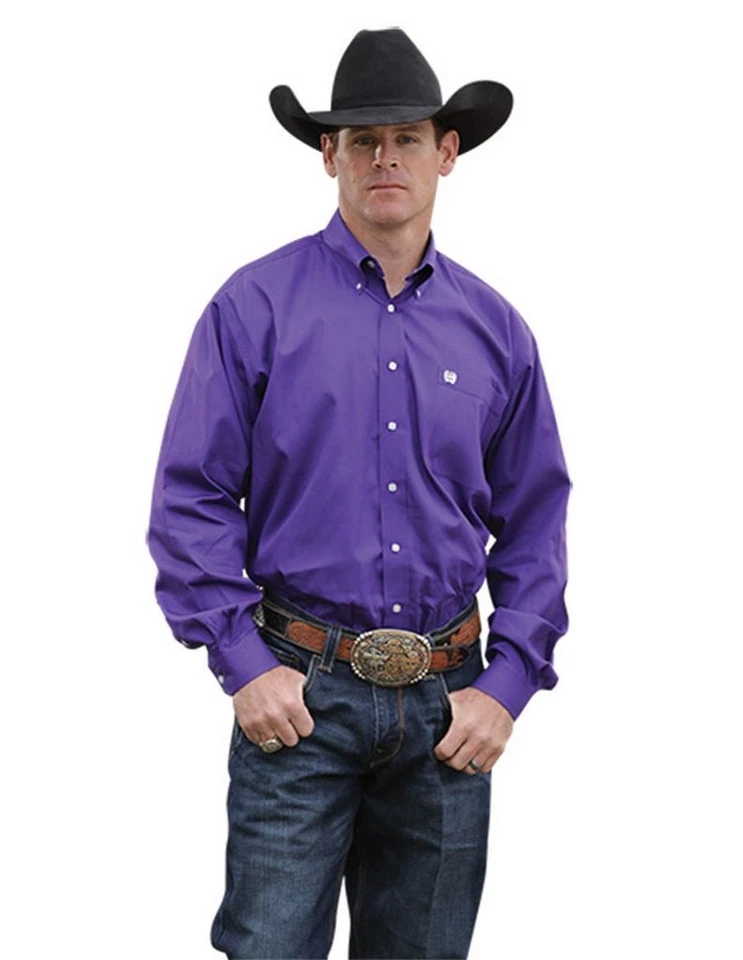 Cinch Western Shirt Men Long Sleeve Solid Button 3XL Purple MTW1103802