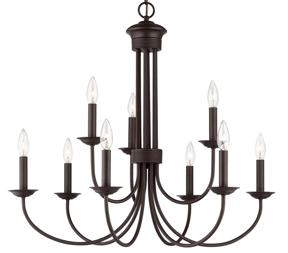 Lámpara de araña Livex Lighting 42687 bronce Estate 9 luces 30" W Foto 1 de 4