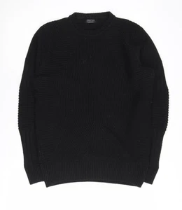 Zara Men's Black Knitted Crew Neck Pullover Jumper M - Picture 1 of 12