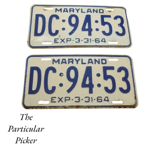 Maryland License Plate Set Tag # DC-94-53 1964 Matching Pair Of 2 GUC Blue/White - Picture 1 of 1