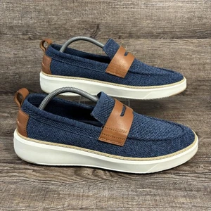 Cole Haan Grandpro Topspin Shoes Men's 10.5 Navy Blue Knit Penny Loafer Leather - Picture 1 of 8