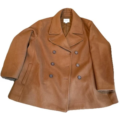 Chaquetón cepillado camel marrón azul marino antiguo talla XXL para mujer talla grande Foto 1 de 4