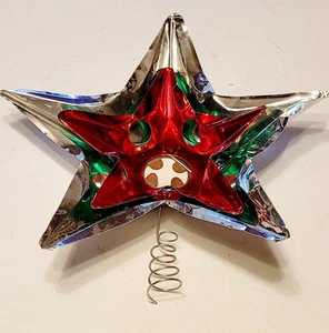 Vintage Blechfolie Doppel Weihnachten Stern Baumspitze 9" - Bild 1 von 8
