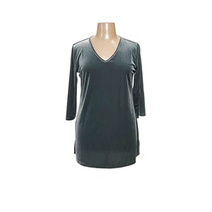 Susan Graver Gray Velvet Blouse - Women's L - Picture 1 of 4