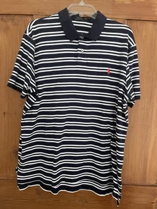 Polo Ralph Lauren blu navy bianco righe maglia polo XXL rosso cavallo - Foto 1 di 6