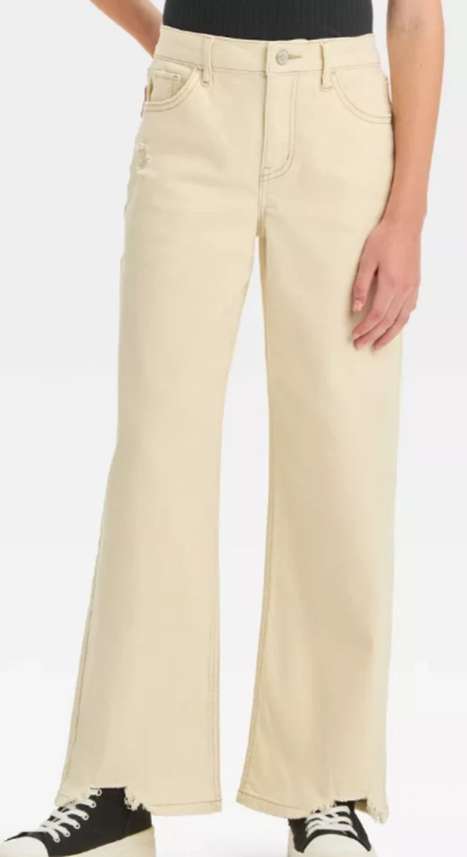 NUEVO Pantalones de mezclilla holgados relajados de tiro alto Art Class blancos talla 8 Foto 1 de 1