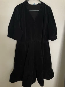 3X ~ schwarzes Cord Stretch Cord Taschen Stufen Kleid Damen Plus - Bild 1 von 8