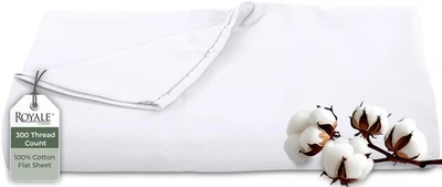 Sábana plana de algodón peinado 100 % grapa larga de 300 hilos - súper suave - superior... Foto 1 de 4