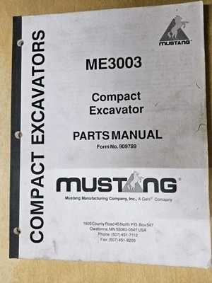 MUSTANG  ME3003 Compact Excavator,  Parts Manual   2002 - Image 1 of 4