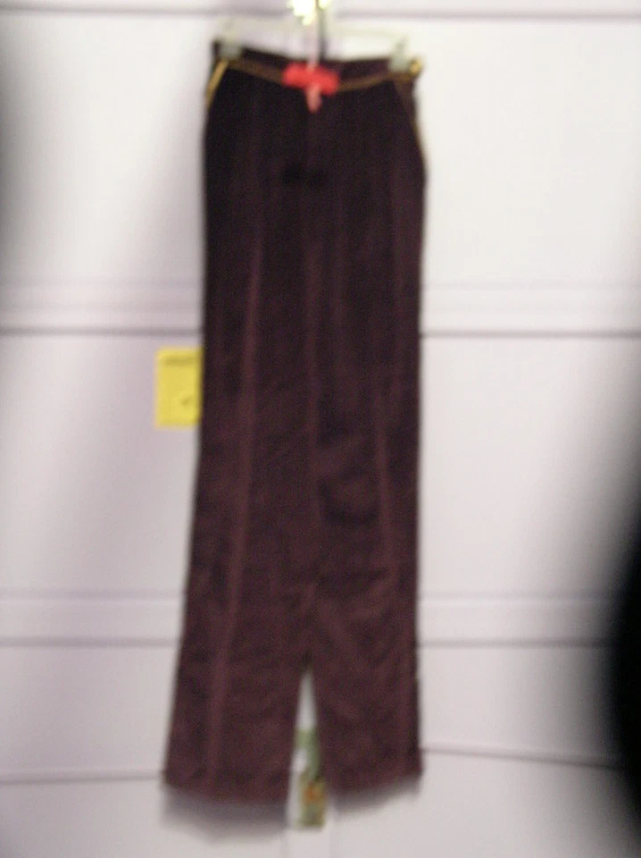 Ренессанс брюки темно фиолетовый бархат велюр золотой трубки отделки маленький 26» талии - Изображение 1 из 1