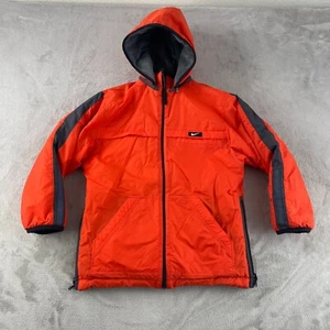 Vintage Nike Parka Boys Medium 10-12 Orange Gray Removable Hood Reversible Snow - Picture 1 of 14