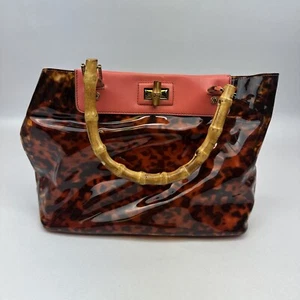 Monsac Clear Leopard Print Shoulder Bag Purse w/ Bamboo Handles - Picture 1 of 17