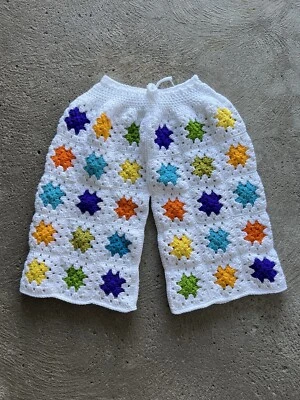 Pantalones Cortos Sueltos Crochet Talla 29 Personalizados Hechos a Mano Ragmonger Manta Shorts Foto 1 de 4