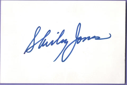 Shirley Jones. Academy Award winner.  6x4 card signed in blue Sharpie Cover